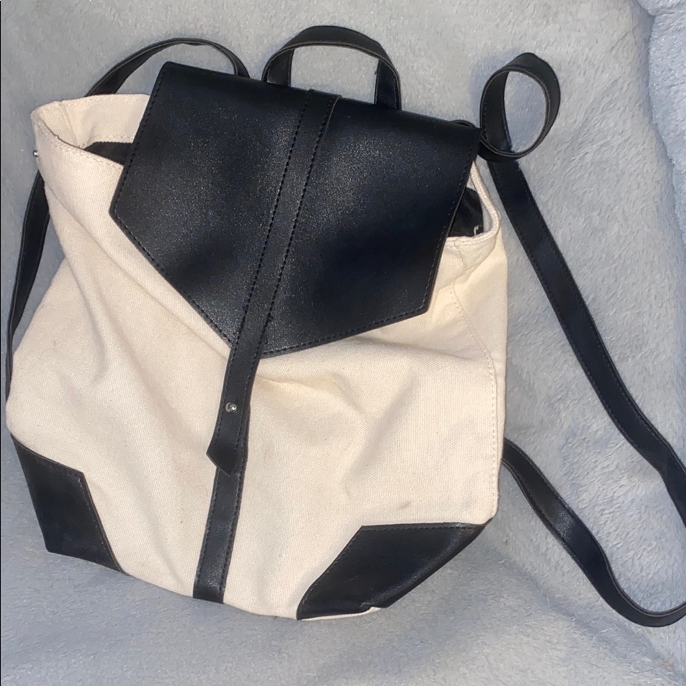 Deux Lux Black and Cream Backpack Modern Minimalist Design